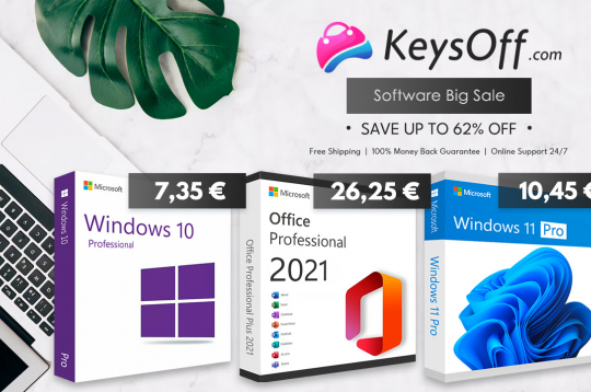 62% OFF: Aktivizēt Windows 10 Pro vai Office 2021 pie Keysoff par zemāko cenu! Visa oriģinālā datorprogrammatūra ir pārdošanā!