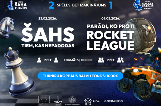 Šaha un Rocket League turnīri ar balvu fondu 1000 EUR