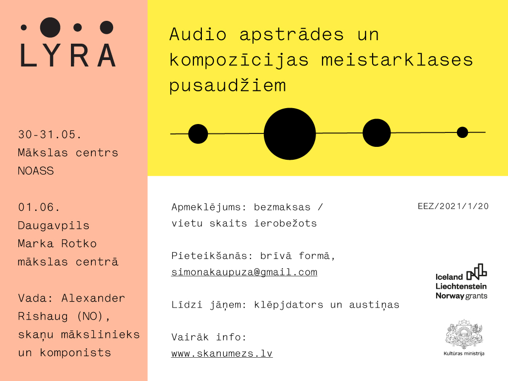 Projekts LYRA aicina uz audio meistarklasēm jauniešiem