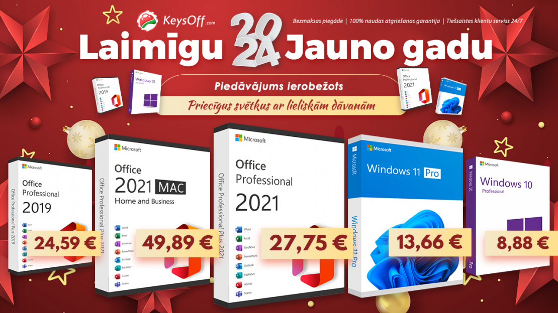 Iegādājieties Office 2021 Pro par 15,43 EUR no trakās Keysoff 2024 Jaungada  izpārdošanas!