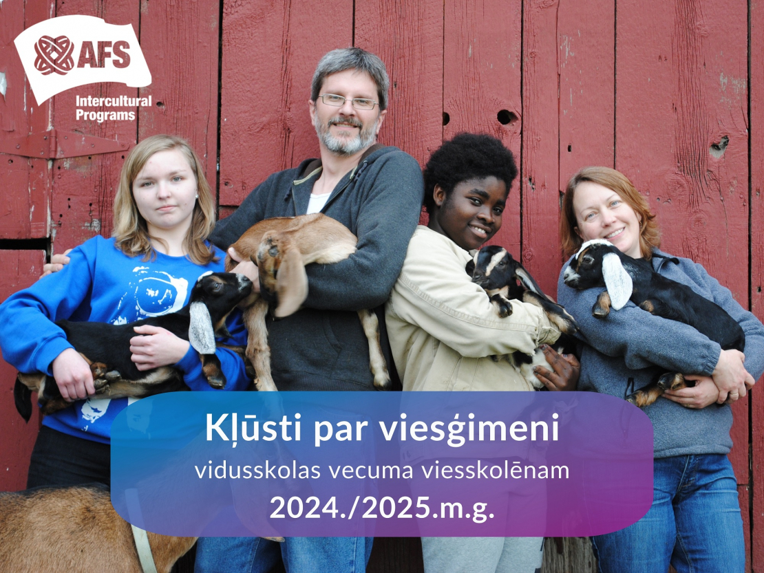 AFS meklē viesģimenes vidusskolas vecuma jauniešiem nākošajam mācību gadam