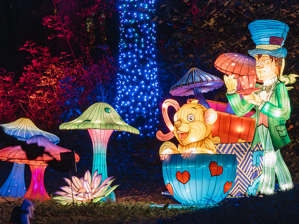 Garden of Lights multimediālā gaismas izstāde Alise Brīnumzemē