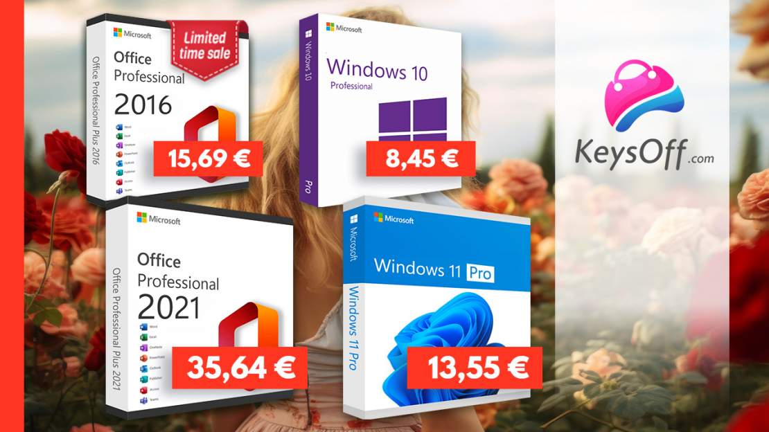 Sieviešu dienas izpārdošana: ietaupiet vairāk nekā 90% no MS atslēgām. Neierobežota laika biroja komplekts tikai par 15,69 EUR. 