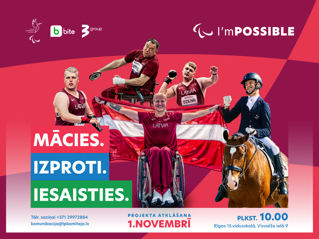 Latvijas Paralimpiskā komiteja aicina Latvijas skolas iesaistīties starptautiskajā izglītības projektā “I’m Possible”